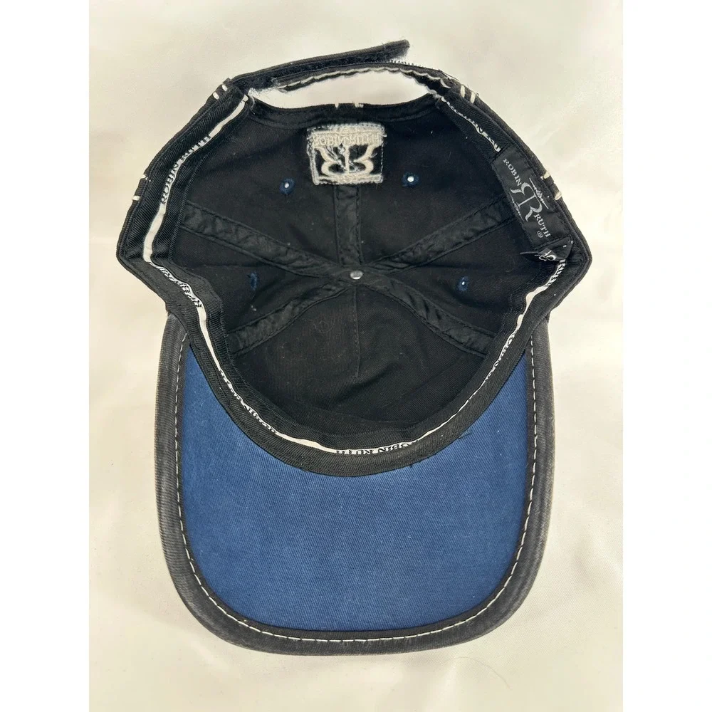 Robin Ruth Puerto Rico Hat Mens OSFA Blue Black Distressed Souvenir Cap PR Logo